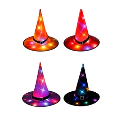 Chapéu Bruxa Feiticeira C/ Led Colorida Acessório Halloween