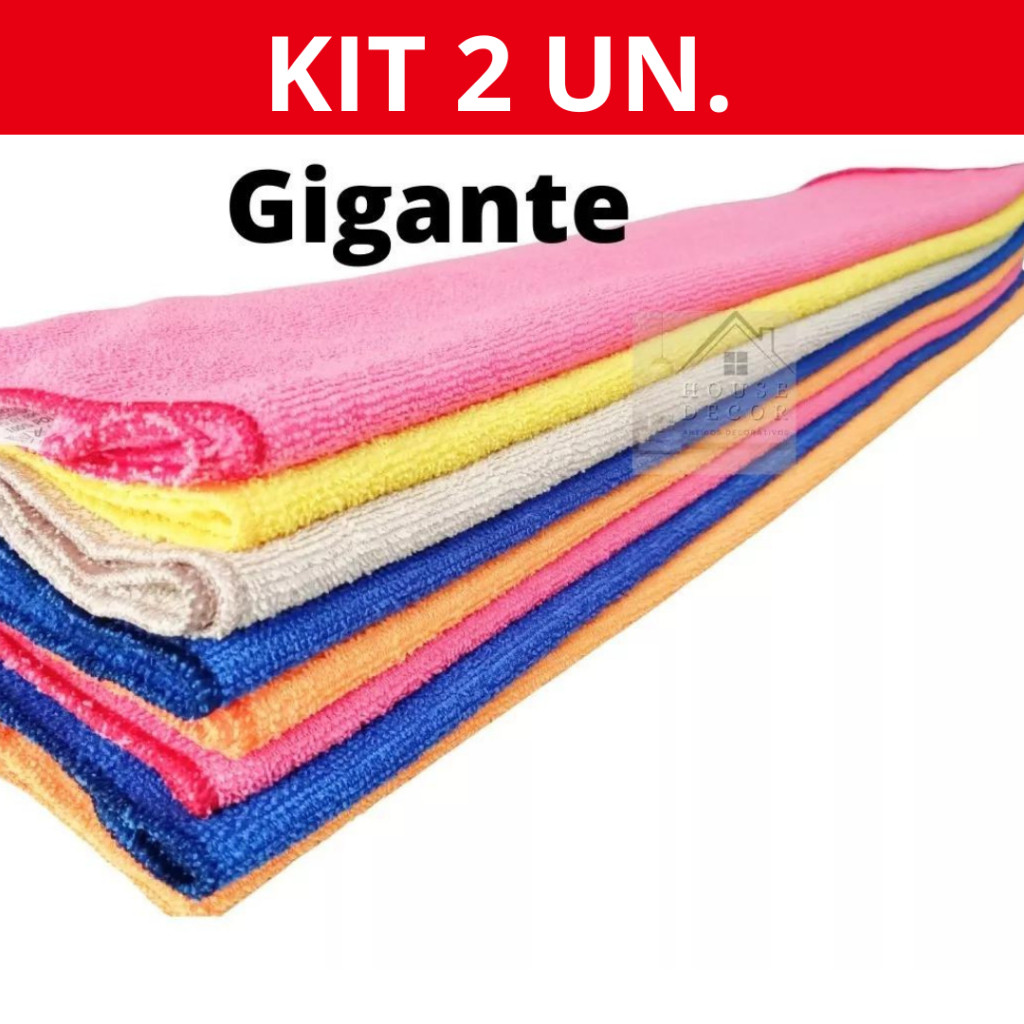 Pano de Microfibra de Chao Gigante 60x80 2 UN em Oferta na Shopee