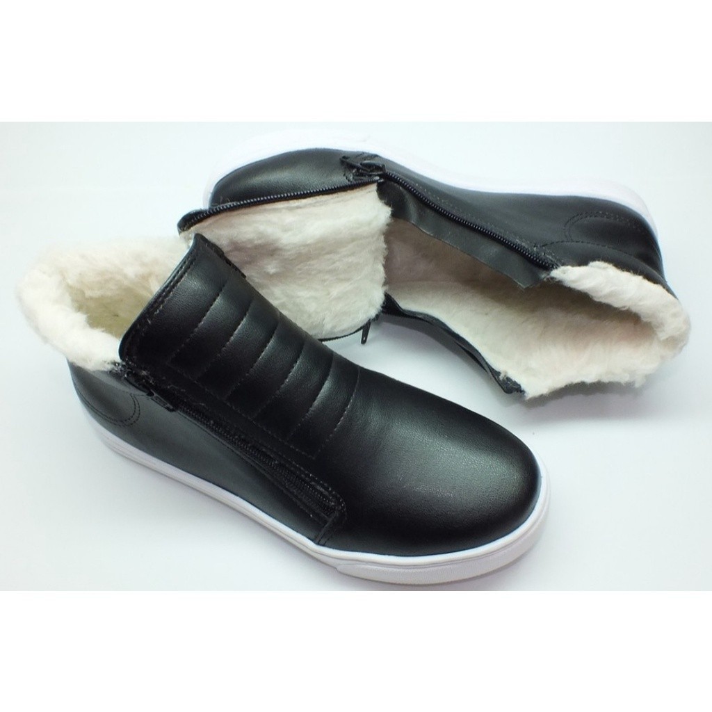 Botinha Feminina De Pelo e Lã De Inverno Quentinha Frio