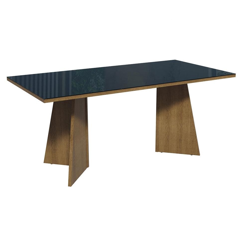 Mesa de Jantar Retangular com Tampo de Vidro Rustic/Preto 5388 Madesa em Oferta na Shopee
