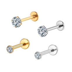 2PCS Kit Piercing Labret Ponto De Luz Titânio Zircônia | Helix, Tragus, Conch, Nariz, Boca-Medusa Nostril Brinco Piercing Orelha Trágus