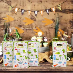30 Pçs Sacos De Presente De Dinossauro Dos Desenhos Animados Jurássico Mundo Dino Biscoito Doces Embalagem Saco Crianças