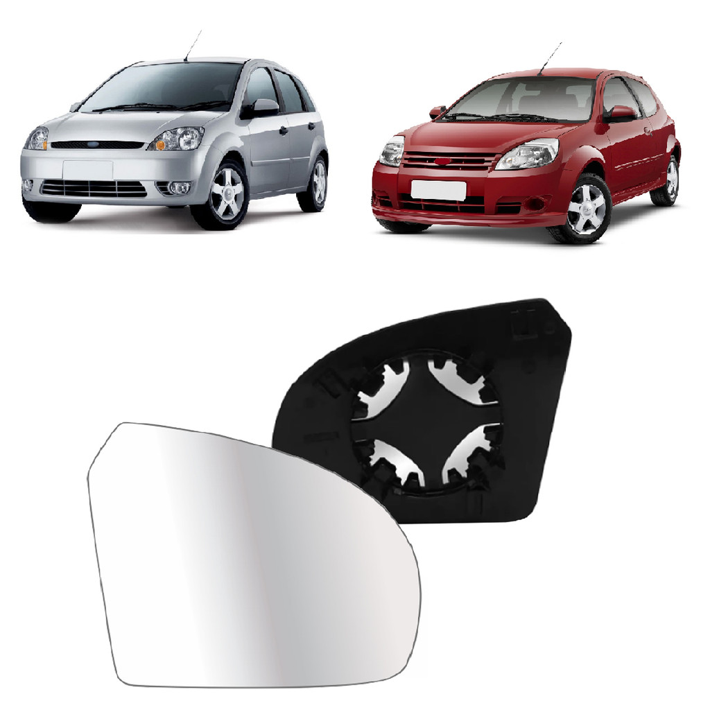 Lente Espelho Retrovisor Com Base Ka 2008 A 2013 Fiesta 2003 A 2014 Lado Esquerdo