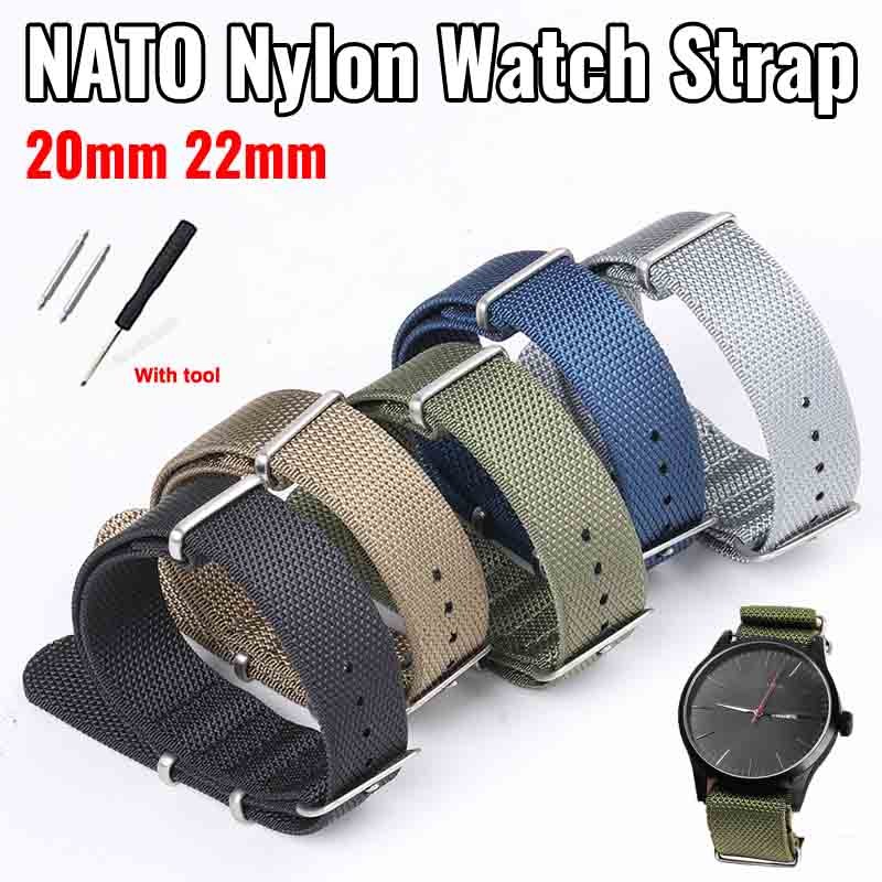 Pulseira De Relógio NATO De Nylon De 20 Mm 22 Para Seiko 5 Diver-Militar De Tecido De Lona Resistente , De Substituição