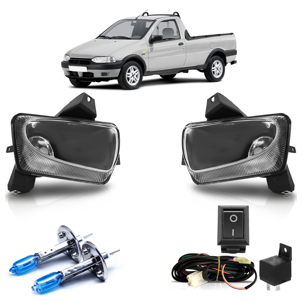 Kit Farol Milha Auxiliar Completo Strada G1 1996 1997 1998 1999 2000 + Par Lâmpada H1