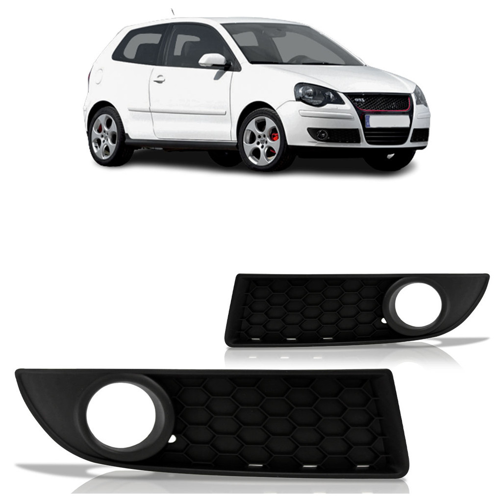 Par Moldura Grade do Milha Polo Gti 2007 2008 2009 2010 2011 Preto Com Furo Milha