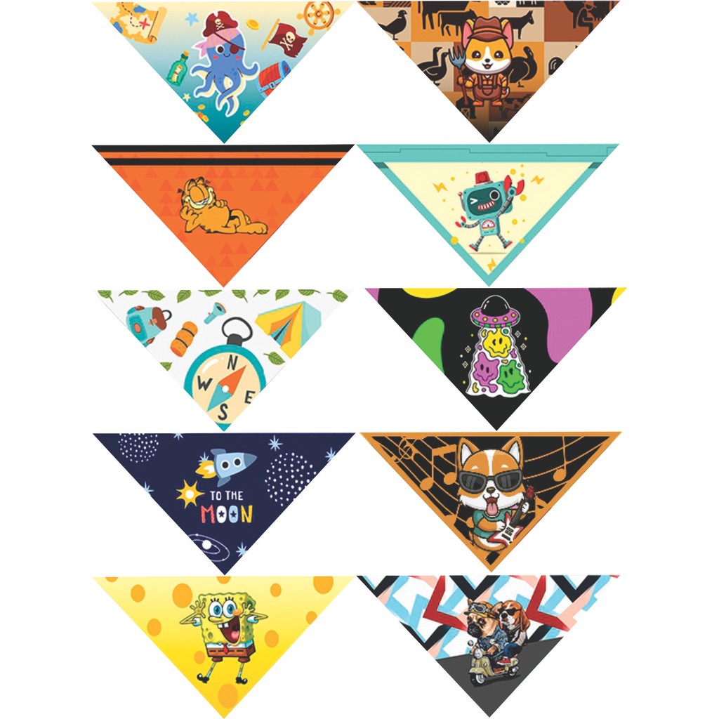 Bandanas Pet de Tecido Macho/Fêmea - Cães e Gatos - Tamanho M/G/GG