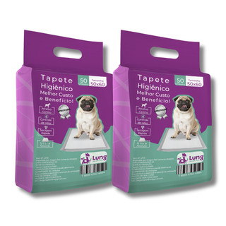 Kit 2 Tapete Higiênico Fralda Absorvente 50X60cm 100 Unidades Econômico p/ Cachorro Pet