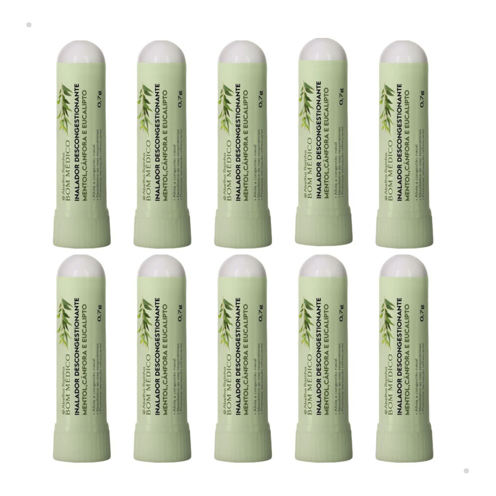 Kit 10 Descongestionante Nasal Inalador 0,7g Bom Medico Abelha Rainha