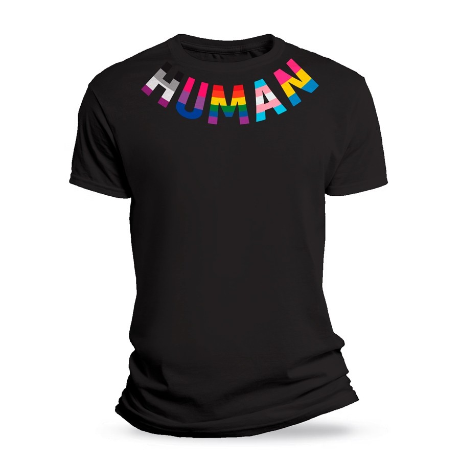 Camiseta Masculina Básica Algodão Premium Lgbtqia+ Human Streetwear Longline Oversized Swag