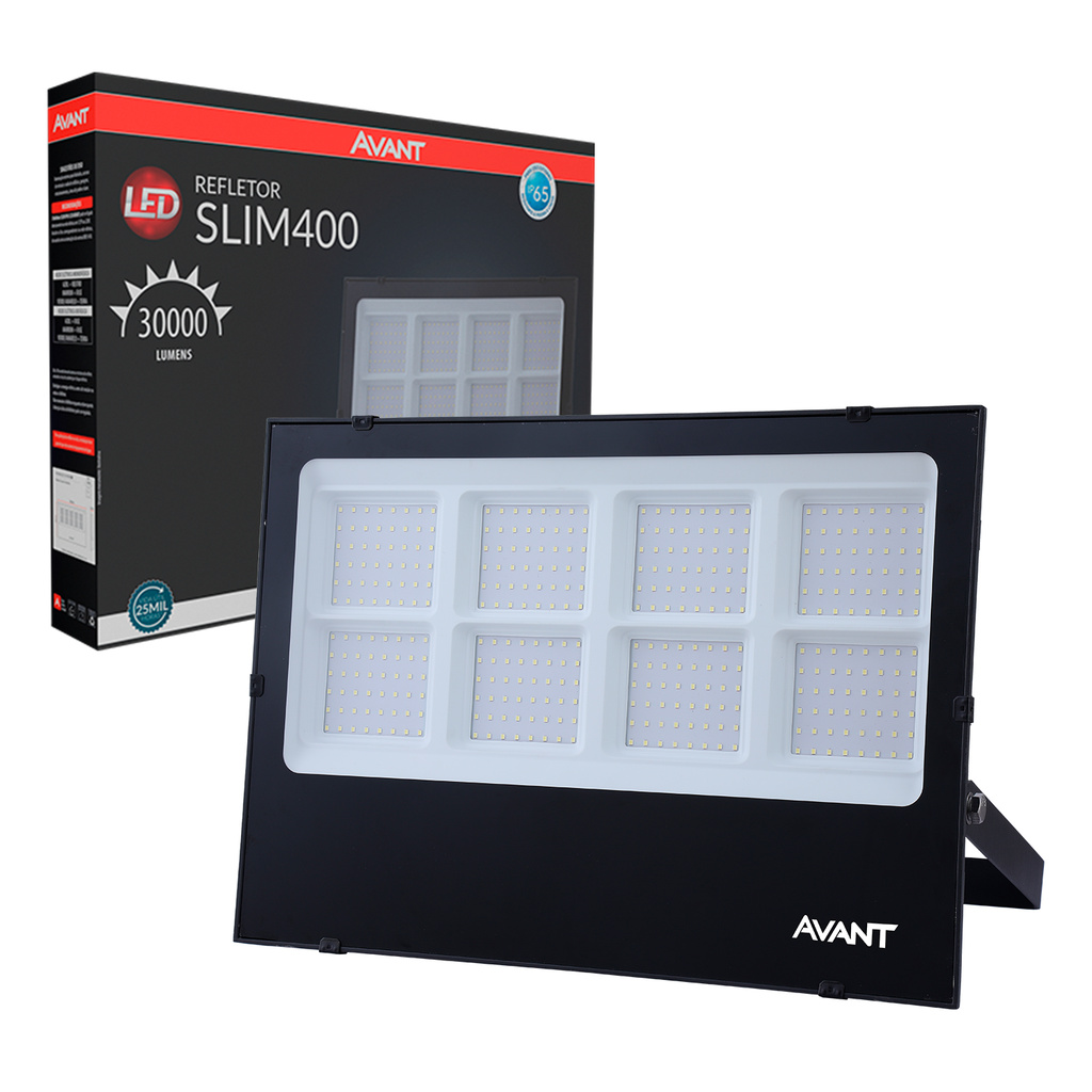 Refletor Led Slim 400w 30000lm 6500k Bivolt Ip65 Avant em Oferta na Shopee