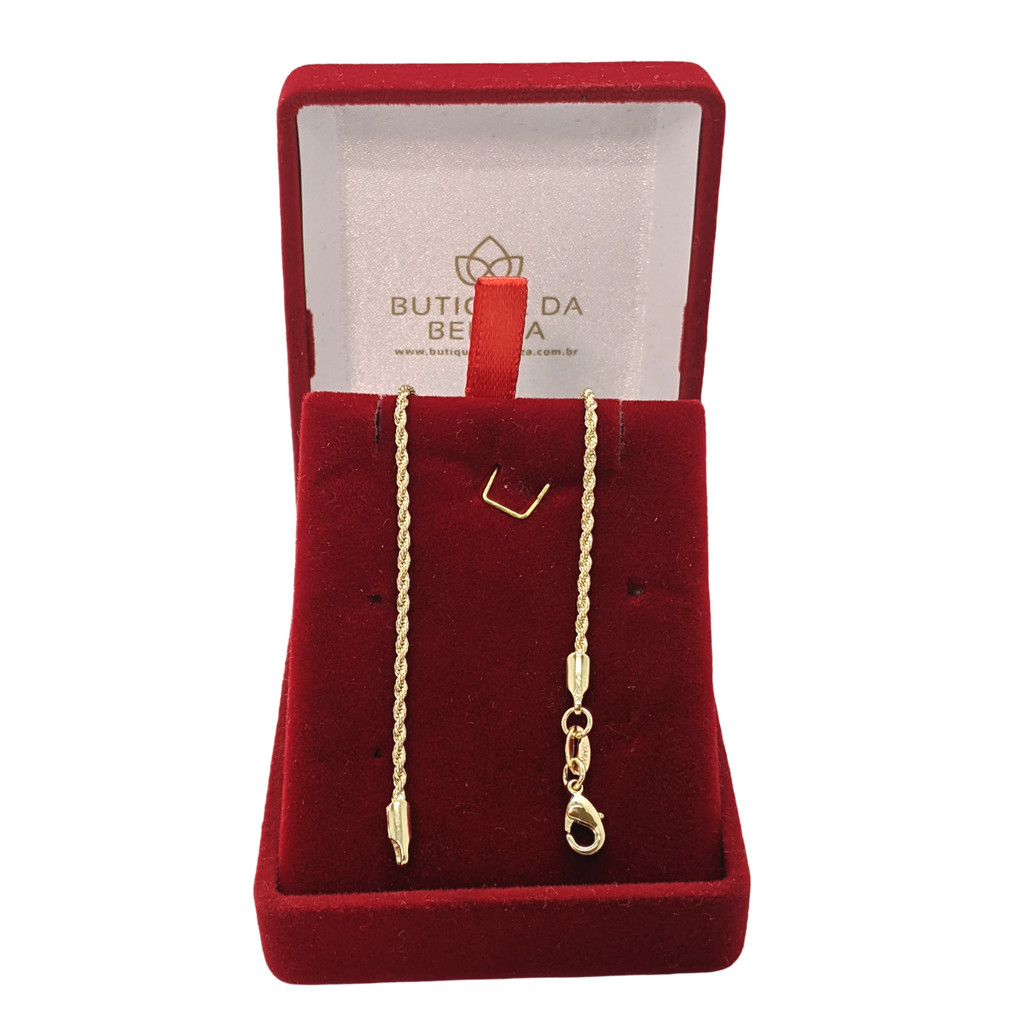 Pulseira Folheada a Ouro Cordão Torcido Fino 20cm - Semijoia Ótimo Acabamento 