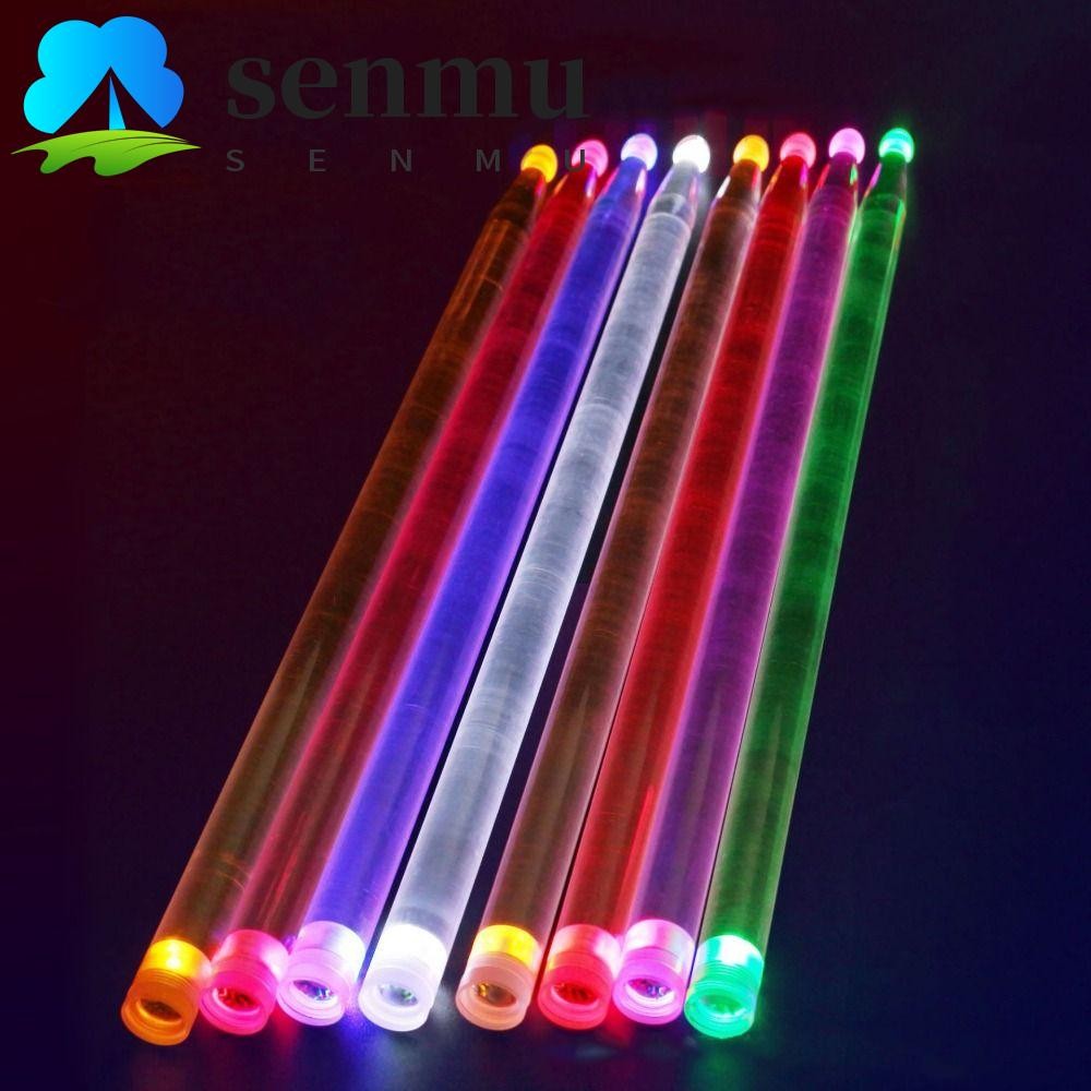 SENMU 2 Unidades De Baquetas Iluminadas , Bastão De Tambor Luminoso Acrílico Que Brilha No Escuro 5A , Luz Brilhante