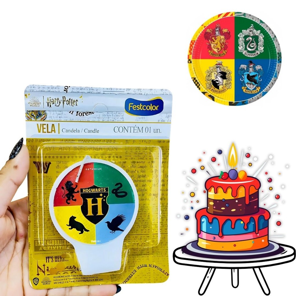 VELA  HARRY POTTER FESTCOLOR em Oferta na Shopee