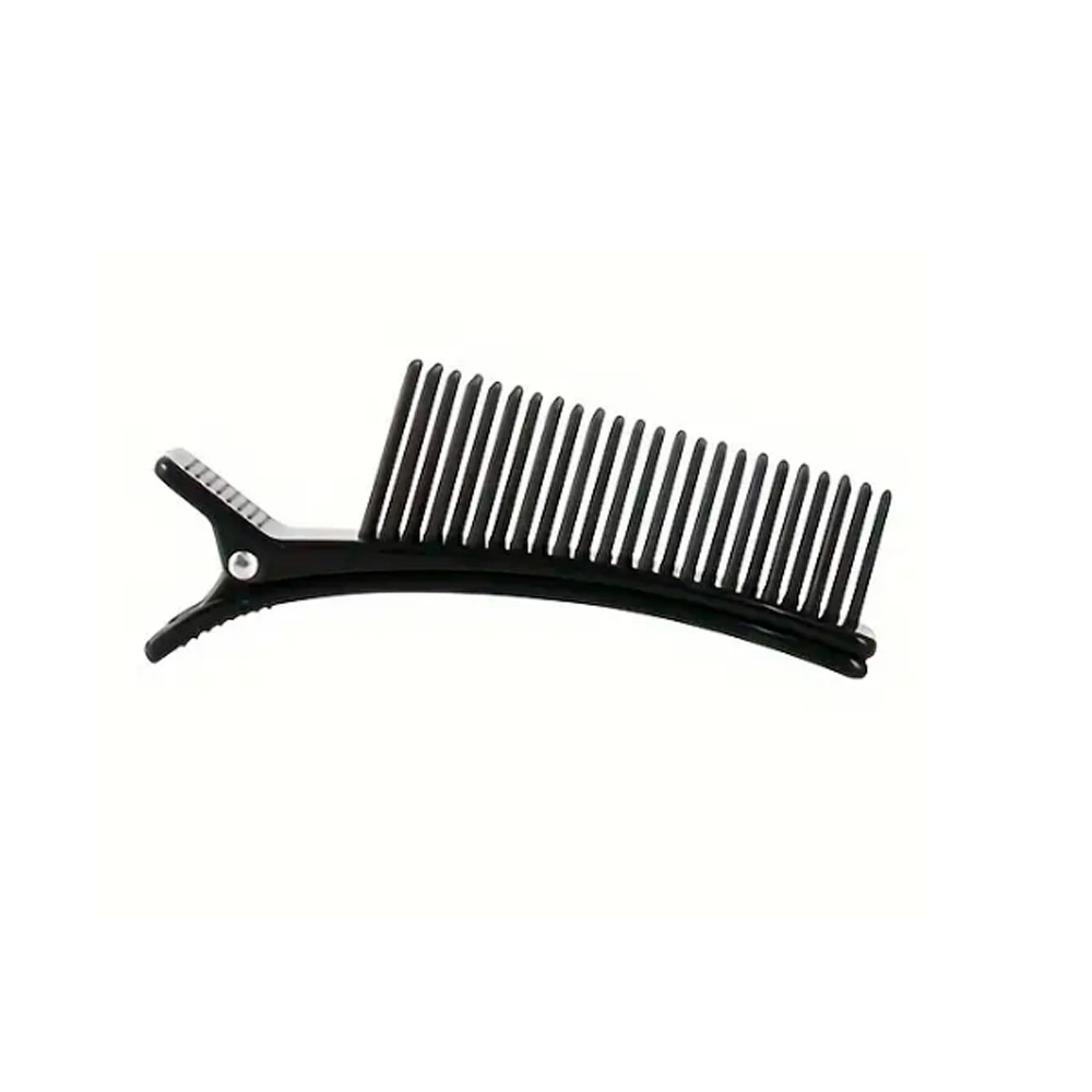 Clips Plástico Separador de Mechas Com Pente Grande - Preto