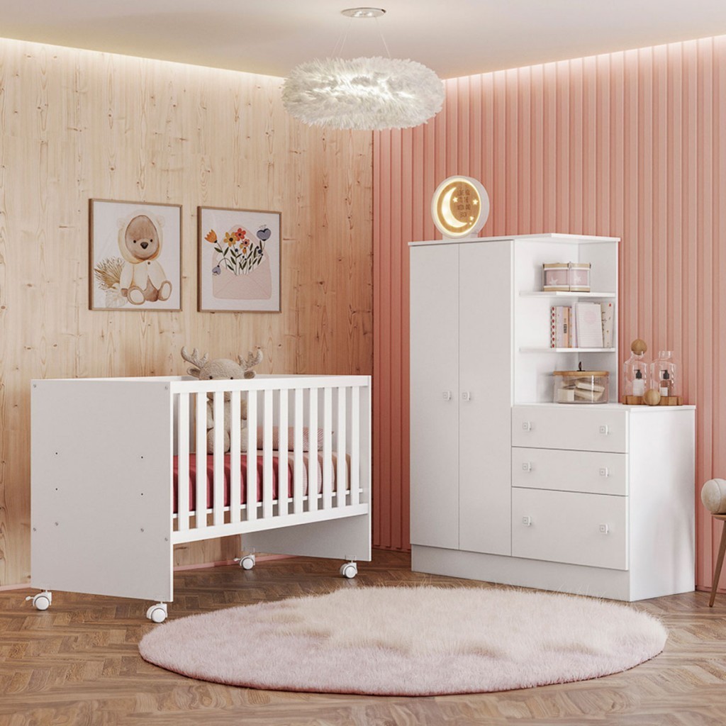 Quarto Infantil Completo Lua 2 Portas 3 Gavetas - Mom & Baby