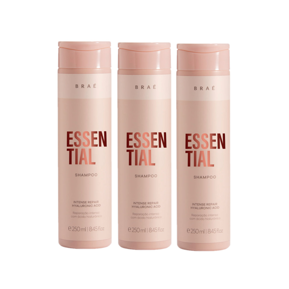 Kit Braé Essential - Shampoo 250ml (3 unidades) em Oferta na Shopee