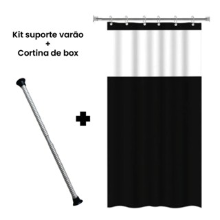 Cortina Box em PVC Para Banheiro Anti Mofo Com Ganchos Varias Cores + Suporte de cortina em Oferta na Shopee