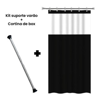 Cortina Box em PVC Para Banheiro Anti Mofo Com Ganchos Varias Cores + Suporte de cortina