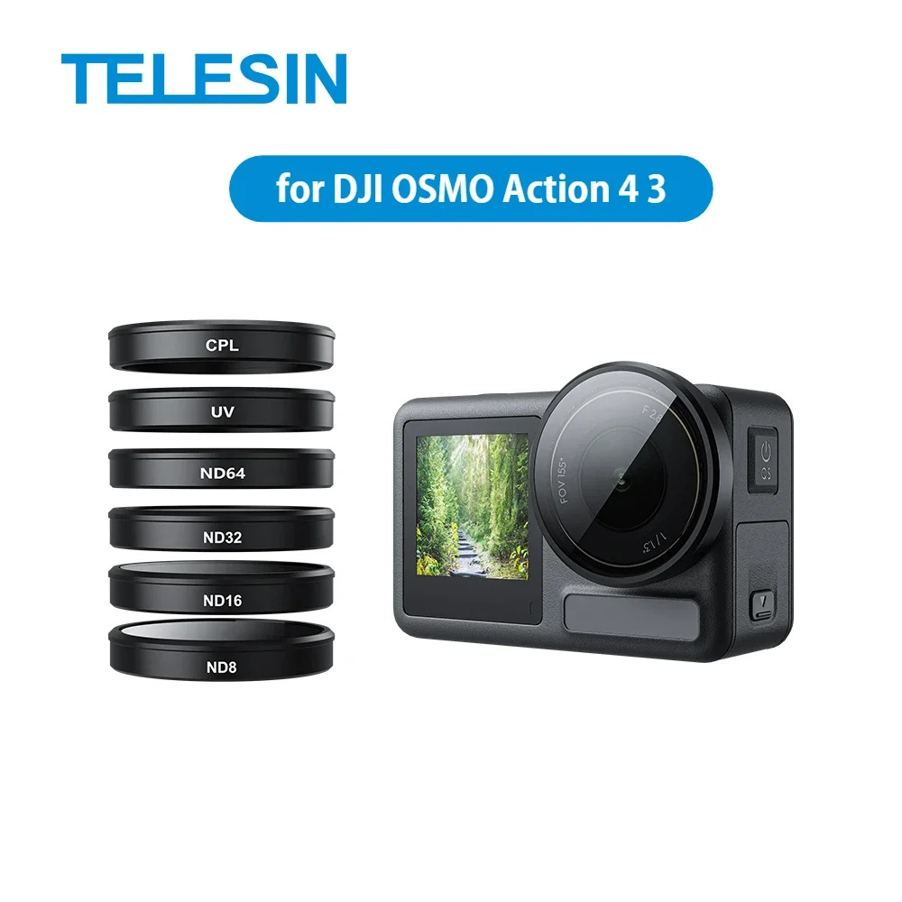 TELESIN UV CPL ND 8 16 32 64 Conjunto De Filtros Para DJI OSMO Action 5 4 3 AGC Kit De Filtro De Estrutura De Alumínio D