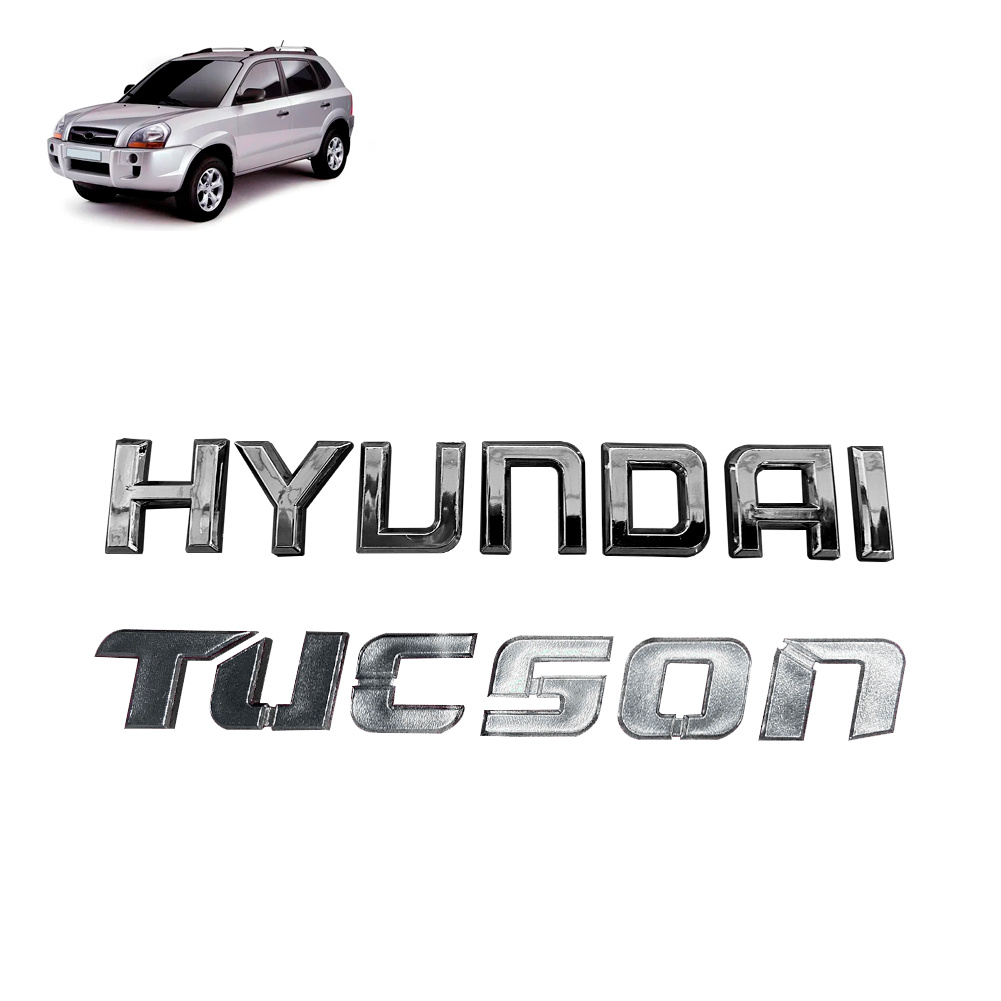 Kit Emblema Letreiro Compatível com Hyundai Tucson 2006 2007 2008 2009 à 2024 Cromado Traseiro