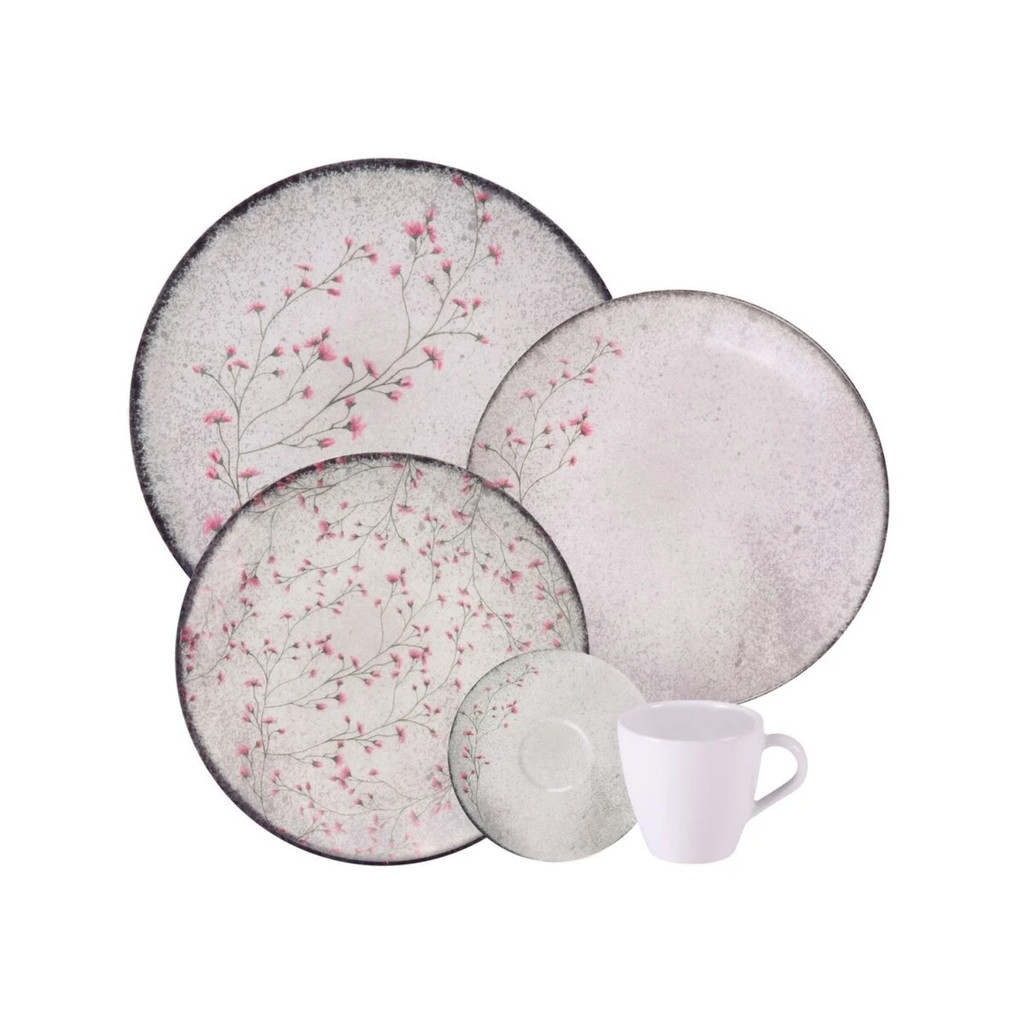 Aparelho Jogo De Jantar Chá Pratos Porcelana Completo 20 Peças Floralis Tramontina