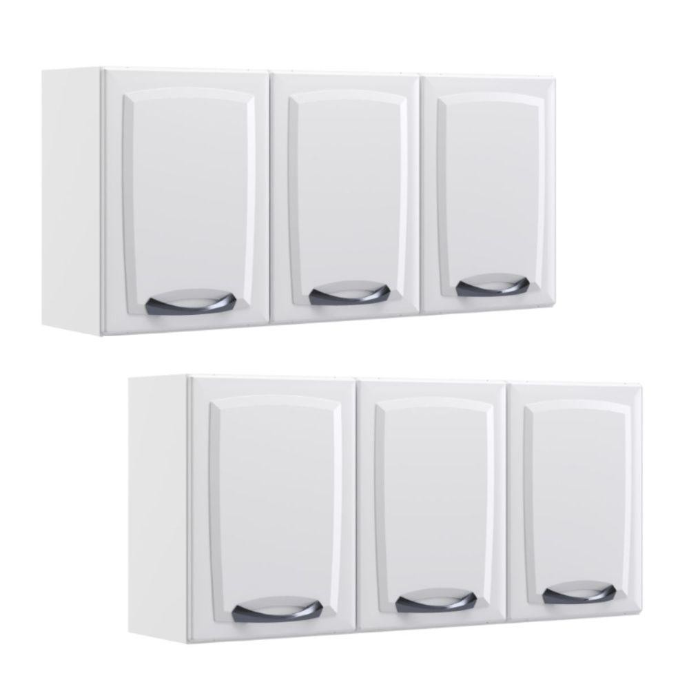 Kit 2 Armários Aéreos Multiuso Itatiaia Aço 3 Portas New Premium Branco Neve em Oferta na Shopee
