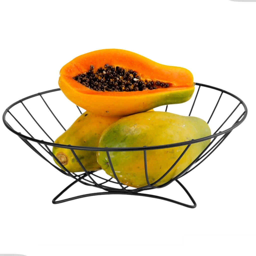 Fruteira De Mesa Aramanda Redonda  Centro De Mesa Moderna Clean Black Preto Arthi - Home & Living