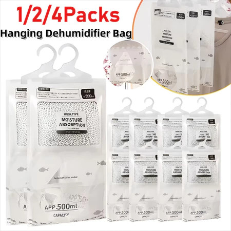 1/5/10 Pacotes Absorventes De Umidade Pendurados Sacos Desumidificadores De Armário Antimofo em Oferta na Shopee