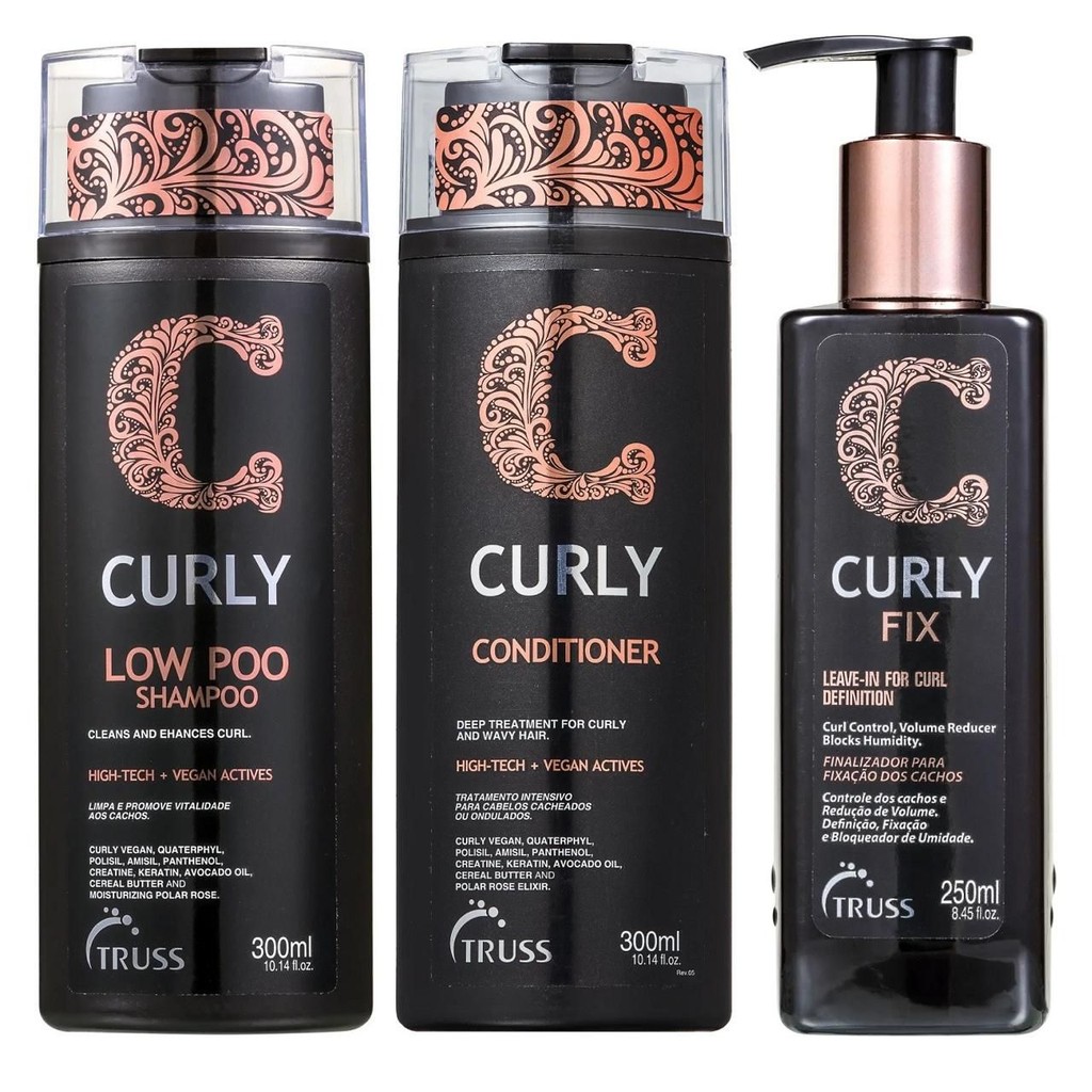 Kit Truss Curly  - Low Poo Shampoo 300ml + Condicionador 300ml + Fix Leave in 250g