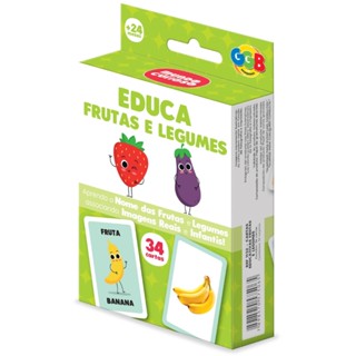 JOGO EDUCA FRUTAS E LEGUMES 34 CARTAS GGB BRINQUEDO MESA IMAGEM REAL NOME EDUCATIVO INFANTIL CRIANÇA em Oferta na Shopee