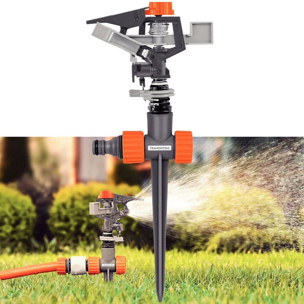 Aspersor de Impulso Setorial Tramontina Irrigador Engate Rápido Plástico Jardim Horta Gramado