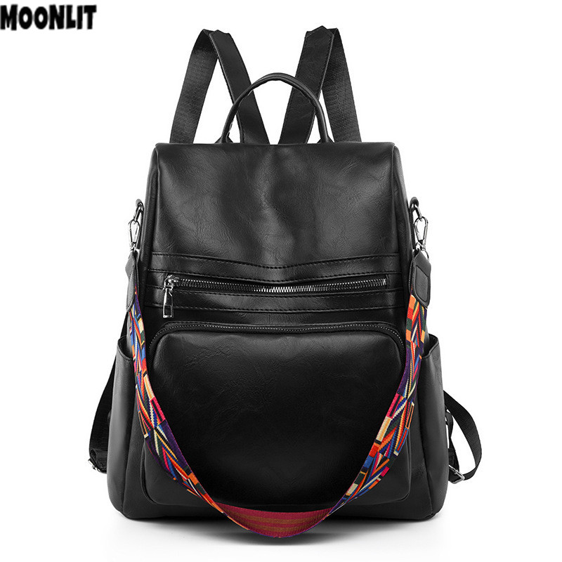 Nova Mochila Feminina De Couro Macio PU Mochila De Viagem De Negócios Repelente De Água De...