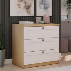 Cômoda Genialflex Infinity 3 Gavetas 100% Mdf Savana/branco