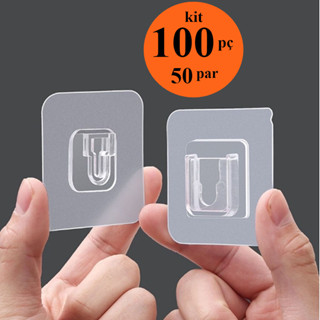 Kit 50 Gancho Adesivo Dupla Face Cola Forte Até 8kg Sem Furos Pregos Para Banheiro E Cozinha em Oferta na Shopee