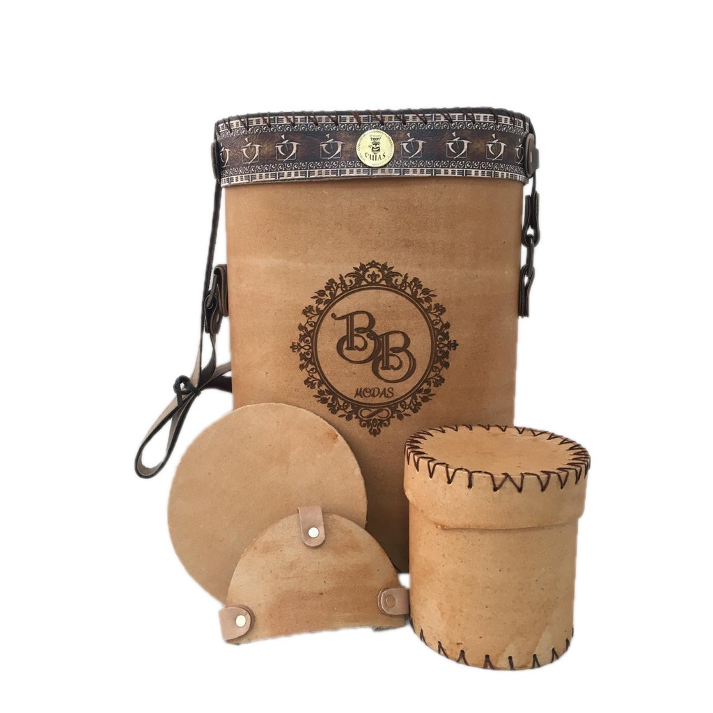 Kit Mateira Chimarrão Brasão Incolor RS 1 Litro Recouro personalizada com acessórios Escura
