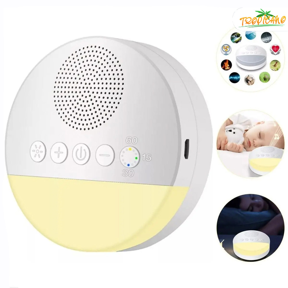 Luz Noturna 3 Cores com Máquina Ruído LED ajustável+Apoiar Branco Bebê Música Clássica Kit Completo Recarregável