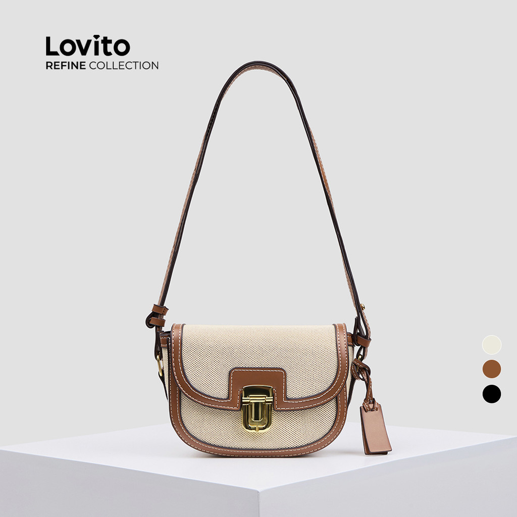 (Lovito Refine) Bolsa de ombro pequena versátil Casual com bloqueio de cor lisa para mulheres LFAR6110 em Oferta na Shopee