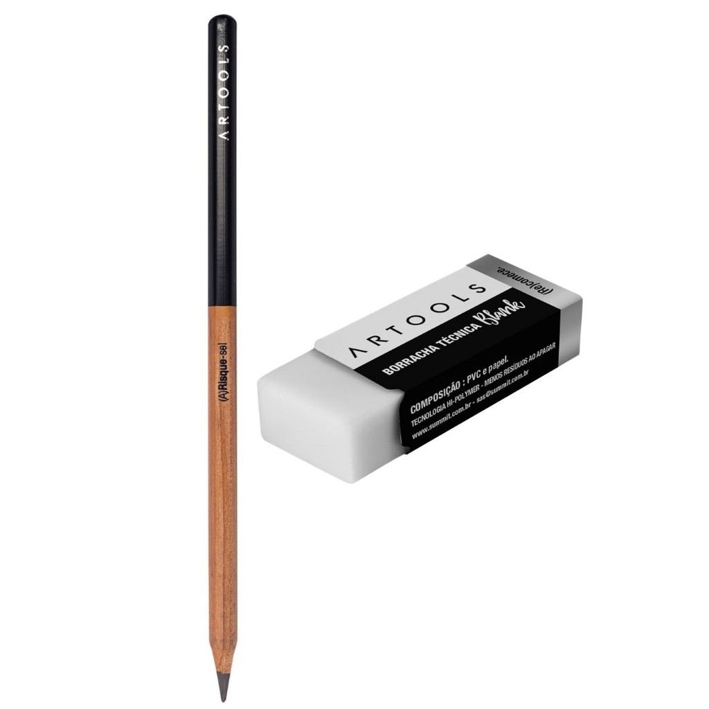 Kit Lápis Graduado Preto 3B + Borracha Blank Artools