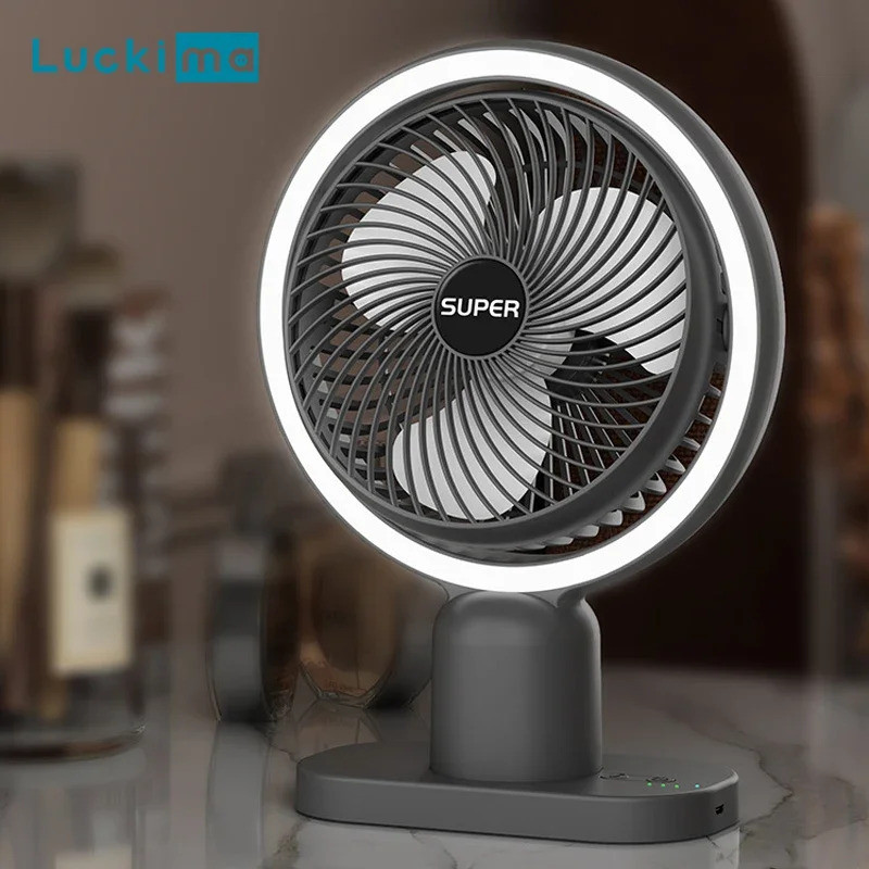 Mini Ventilador USB Ventilador de Mesa Portátil com Lâmpada Suplementar Luz Recarregável Sem Fio Ventilador de Mesa com 