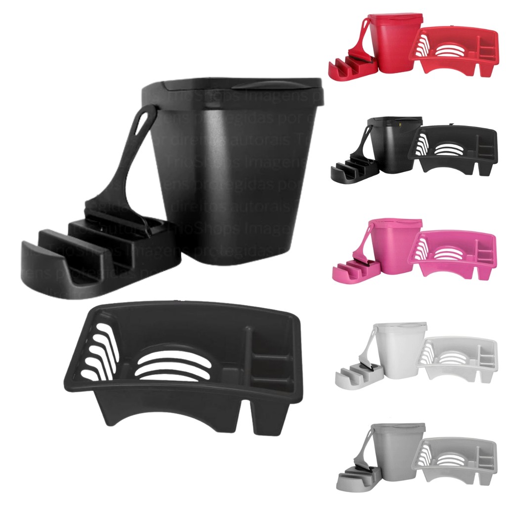 Kit Pia Cozinha com Lixeira 4,5L + Escorredor + Porta Detergente + Rodo – Compacto e Prático