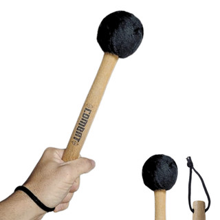Baqueta Maçaneta para Surdo Bumbo Fanfarra Banda Marcial Desfile Cabo Madeira 33 cm Bola de Pelúcia