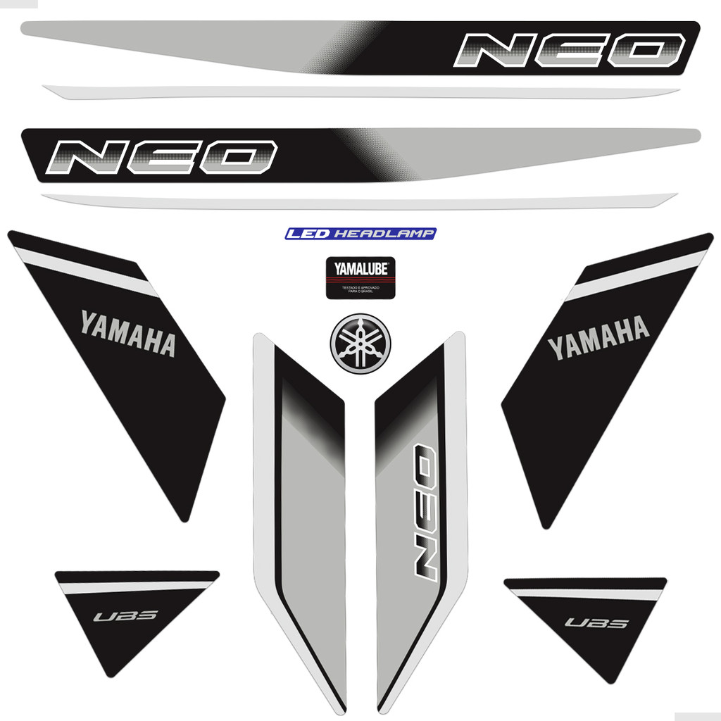 Kit Adesivos Para Yamaha Neo 125 UBS 2023/2024 Moto Cinza em Oferta na Shopee