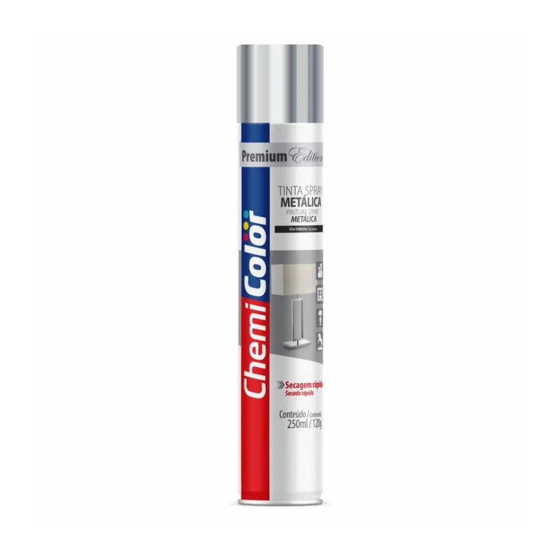 Tinta Spray Uso Geral Metalica Cromada 250ml - Chemicolor