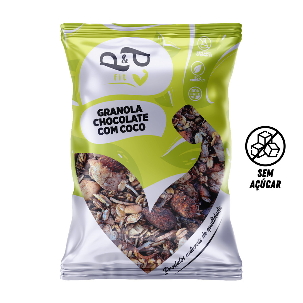 Granola Gourmet P&P Chocolate com Coco 250g Sem Açúcar - P&P em Oferta na Shopee