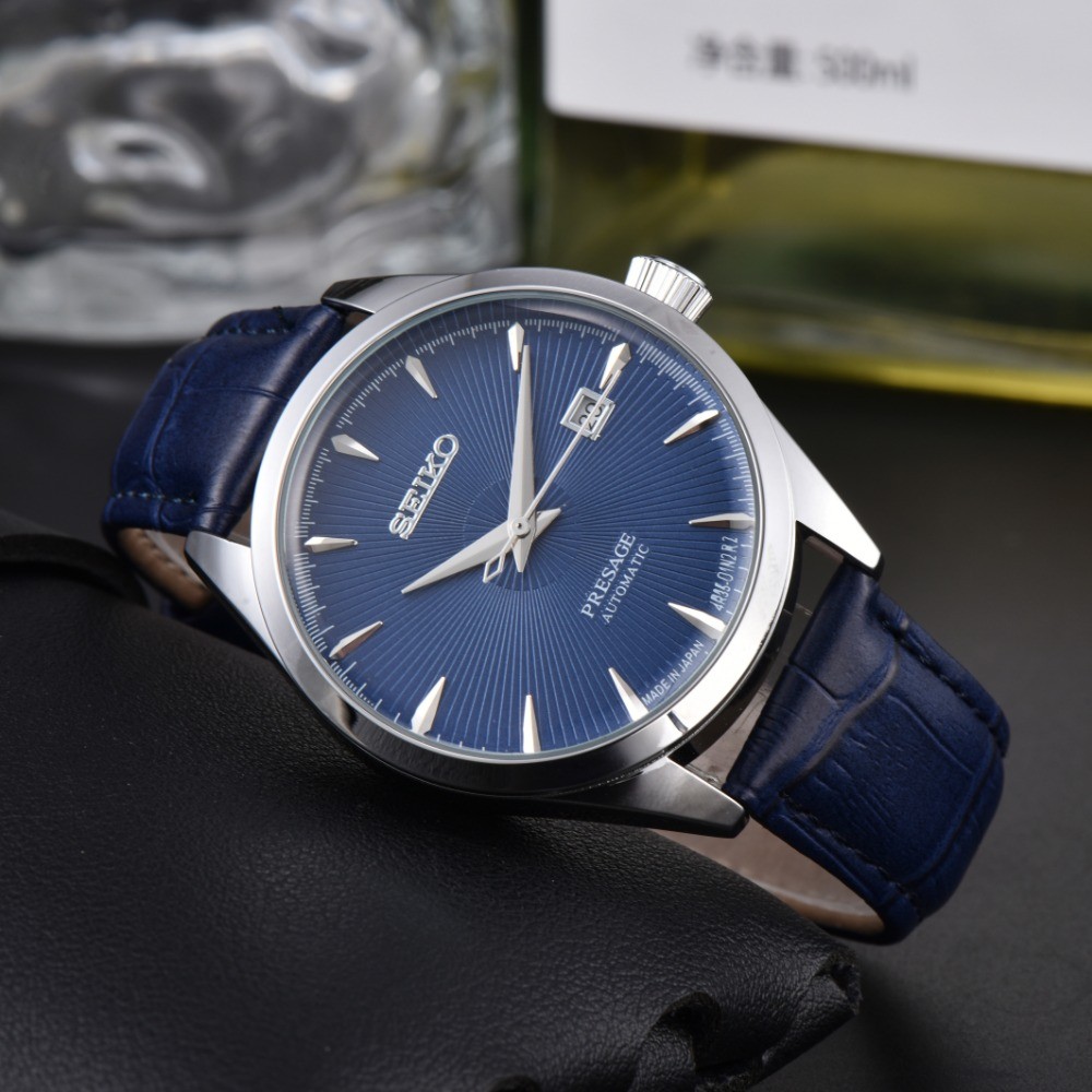 [Estoque pronto] Relógio masculino SEI/K/O elegante com calendário de três ponteiros e cinto mecânico automático