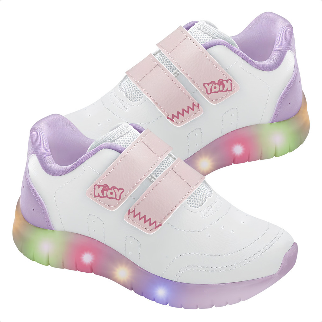 Tênis Infantil Kidy Light Fun Menina Led Luz Pisca Pisca Confortável Anatômico