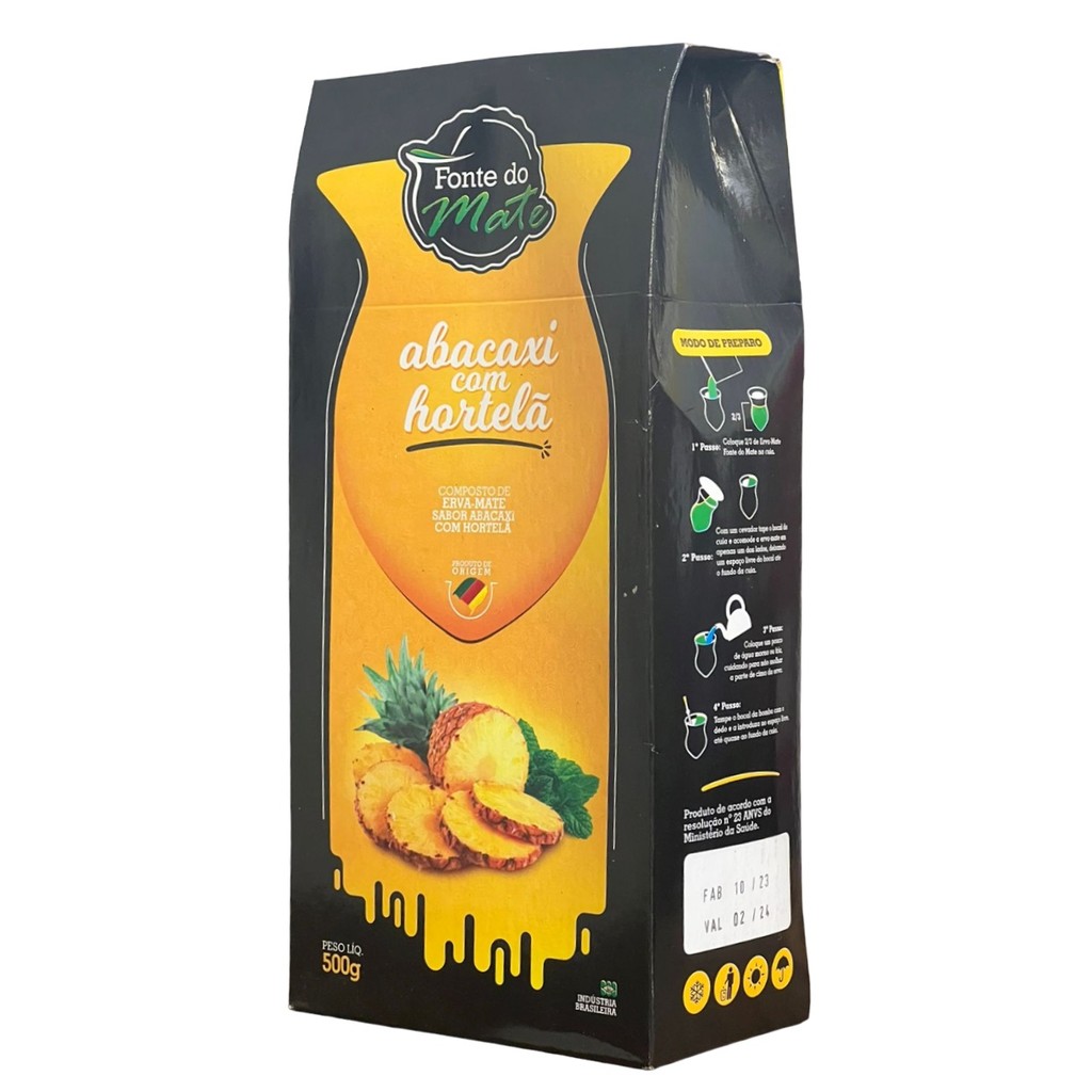 Erva Mate Chimarrão FONTE DO MATE ABACAXI HORTELÃ 500g