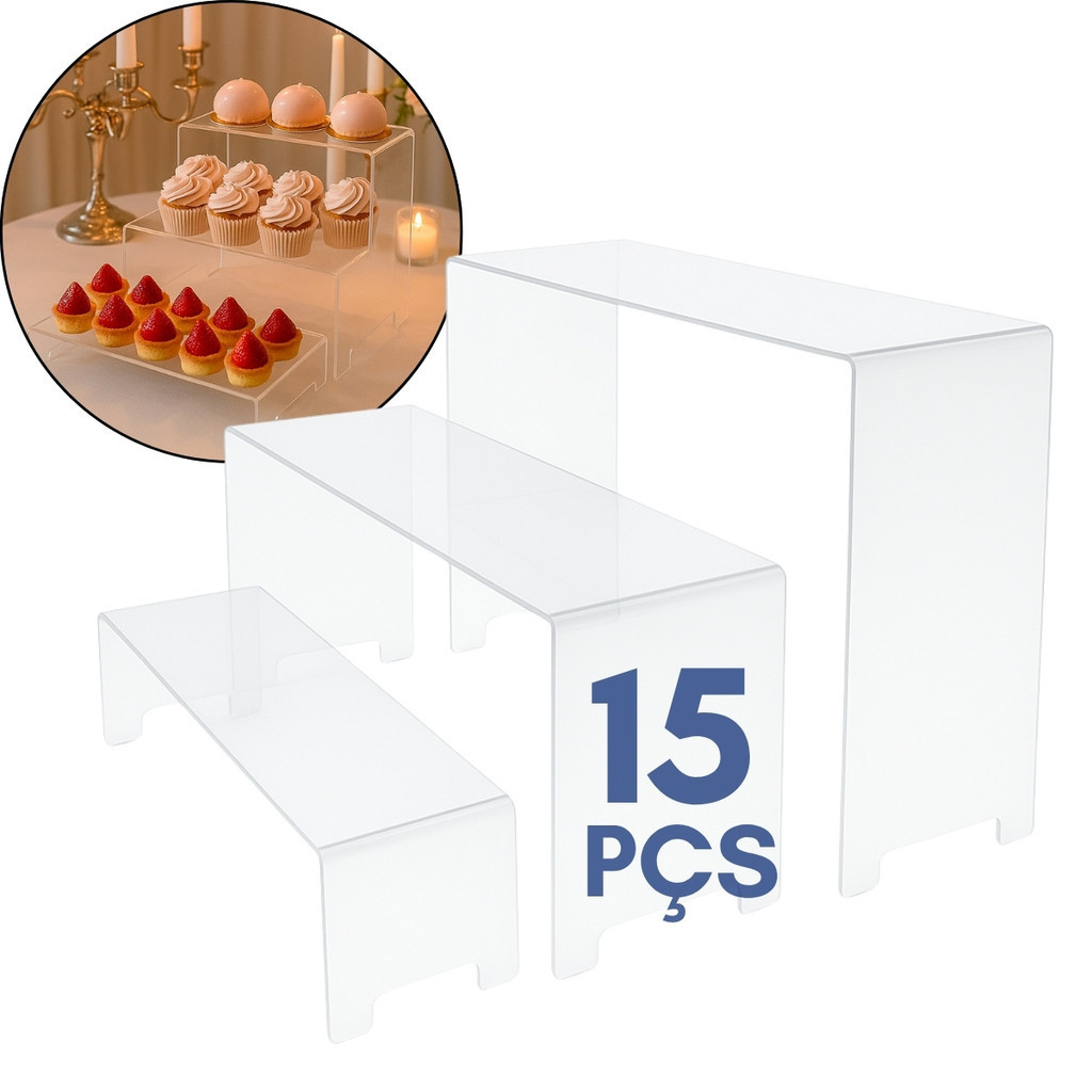 Kit 15 Display Balcão Expositores Loja Plataforma Vitrine Base Calçados Joias Acessórios