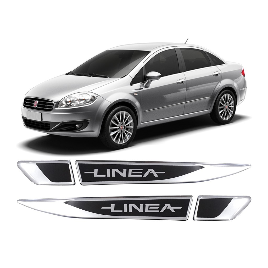 Par de Emblema Aplique Lateral Para-Lama Adesivo Resinado Fiat Linea 2008 2009 2010 2011 2012 2013 2014 2015 2016
